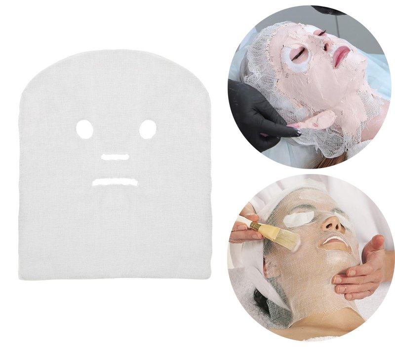 LIFESOFT Gauze Facial Mask, 100% Cotton Gauze Pre-Cut for Facial Spa, High Frequency Treatments 100 Count