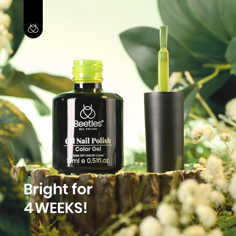 Beetles Green Gel Nail Polish - Fresh Greenery 15ML/0.51Fl Oz, Light Green Gel Nails Polish, Neon Lime Color Soak Off UV LED Lamp Day Nails Art, Long-Lasting Manicure Salon Summer Nails