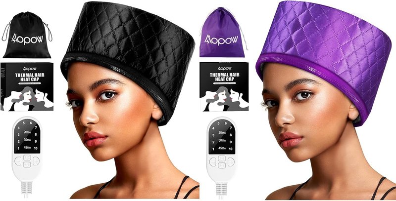 Skiennix Hair Steamer - Deep Conditioning Heat Cap with 10 Fast-Heating Levels & 3 Timer Settings | Elegant Black & Purple