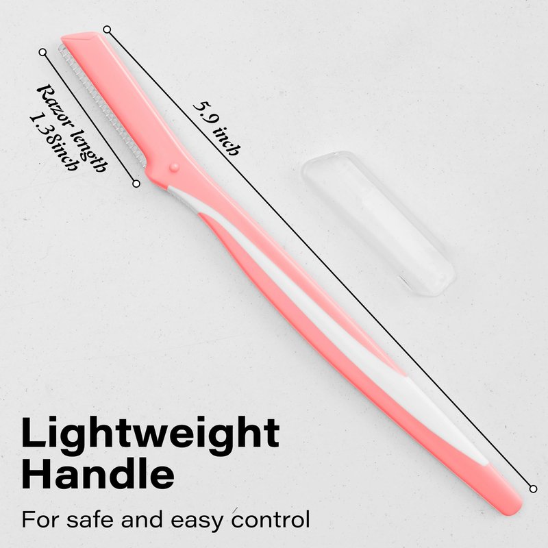 Professional Dermaplaning Razor for Women, Reusable Face & Eyebrow Shaper for Peach Fuzz, Travel-Friendly, At-Home Dead Skin Removal, Japanese Stainless Steel Blades - 6Pcs