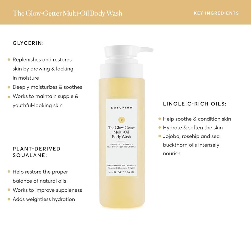 Naturium The Glow Getter Multi-Oil Body Wash - Hydrating Gentle Cleanser, 16.9 oz (Duo 2-Pack)