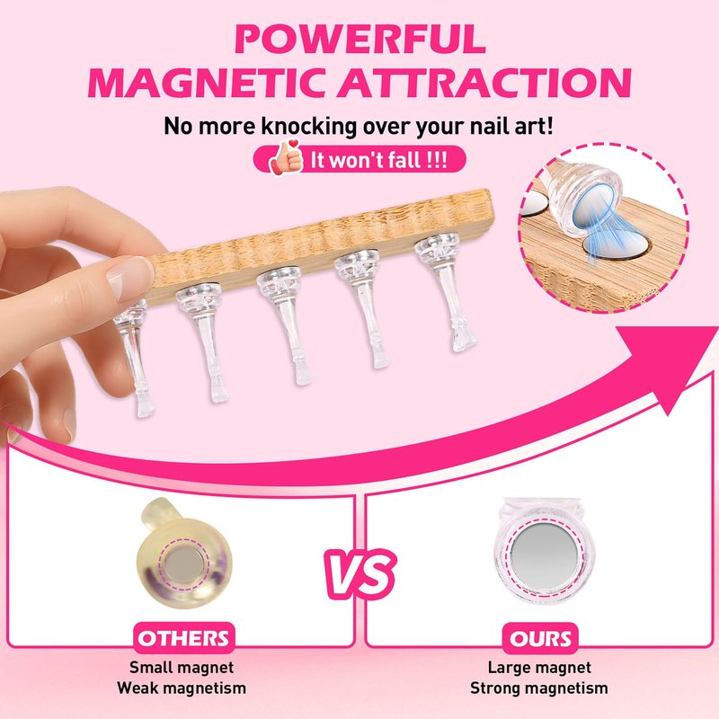 BAGTeck Nail Stand for Press Ons, Nail Holder for Painting Nails, 2 Set Press on Nail Holder, 1 Heart Shaped Acrylic Magnetic Fake Nail Stands for Nail Art Display Home Salon DIY Supplies
