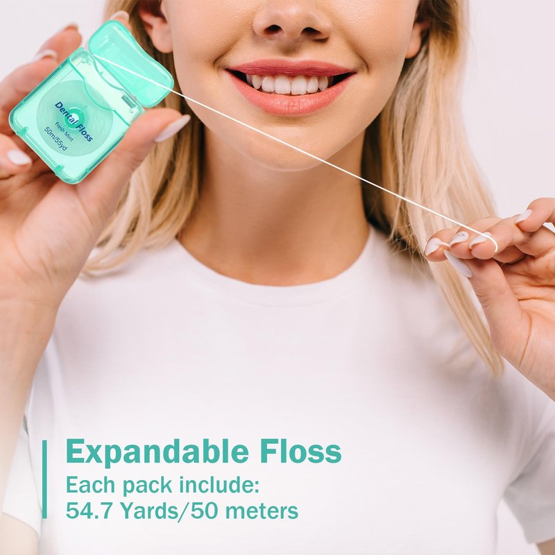 Mimorou 24 Pack Dental Floss Bulk Travel Mint Flavored 50m Each Travel Dental Floss Waxed for Teeth Oral Care Protection(Mint Green)
