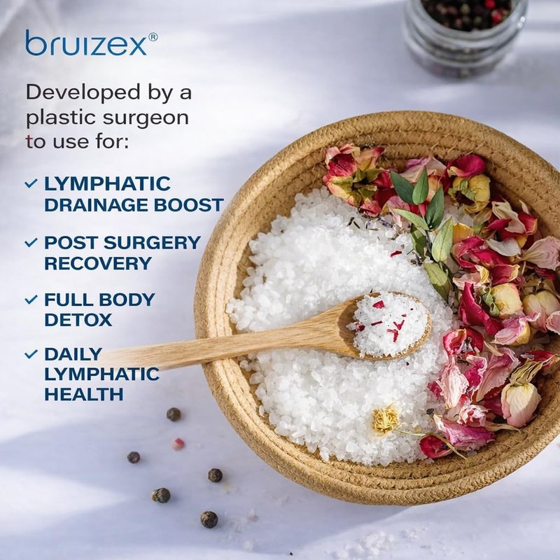 Bruizex Arnica Montana Bath Salts, Espom Salt Bath Soak for Lymphatic Drainage & Body Detox, Epsom Salts for Soaking with Essential Oils, Bath Salts for Pain Relief, Swelling & Post Surgery, 1 Lb