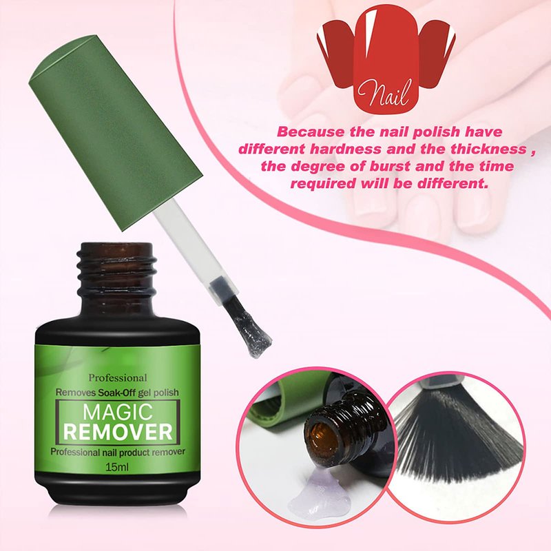 Gel Nail Polish Remover - 3 Pack, 15ml Magic Gel Polish Remover, Quickly Soak Off Nails, No Need For Foil, Soaking Or Wrapping (Green)