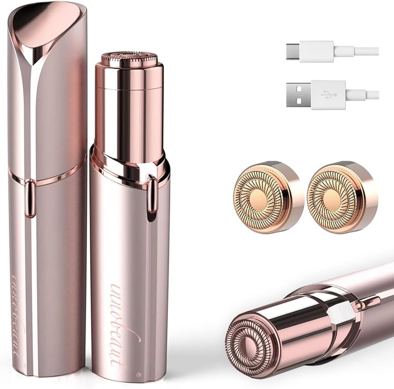 Facial Hair Removal for Women - Electric Painless Remover with USB Rechargeable & 2 Heads | Rose Gold