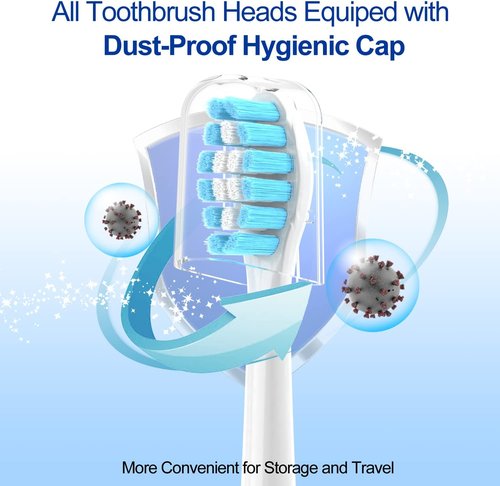 Replacement Toothbrush Heads for Philips Sonicare Click-on Handles, Medium Soft Electric Brush Heads Refills, 8 Pack