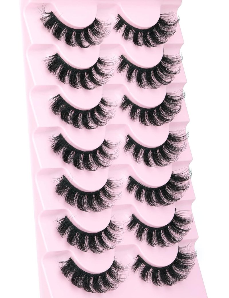 EYDEVRO Mink Lashes - Fluffy 3D Wispy False Eyelashes for Natural Look | 7 Pairs D Curl Strip Lashes