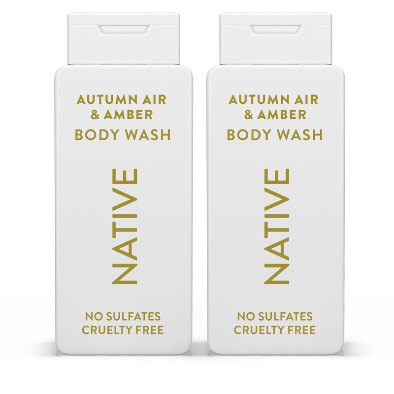Native Body Wash with Naturally Derived Ingredients – Autumn Air & Amber – Sulfate & Paraben Free – For Women & Men – Skin‑Loving Cleanser – 18 oz (2‑Pack)