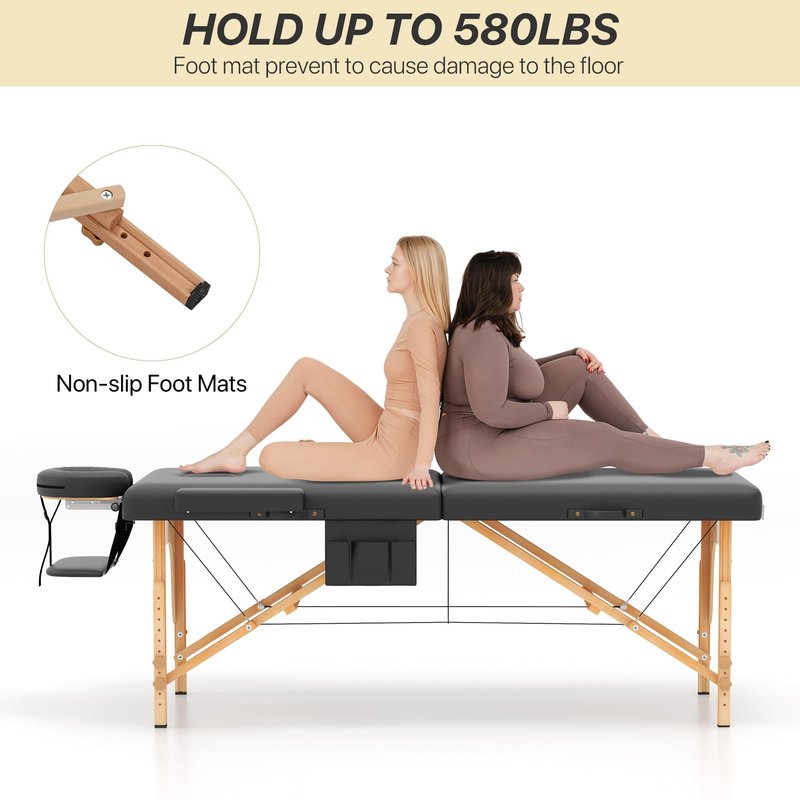 KCC Memory Foam Massage Table Premium Portable Foldable Massage Bed Height Adjustable, 84 Inches Long 28 Inchs Wide Home Salon Spa Bed Tattoo Table with Accessories &Carrying Case, Easy Set Up