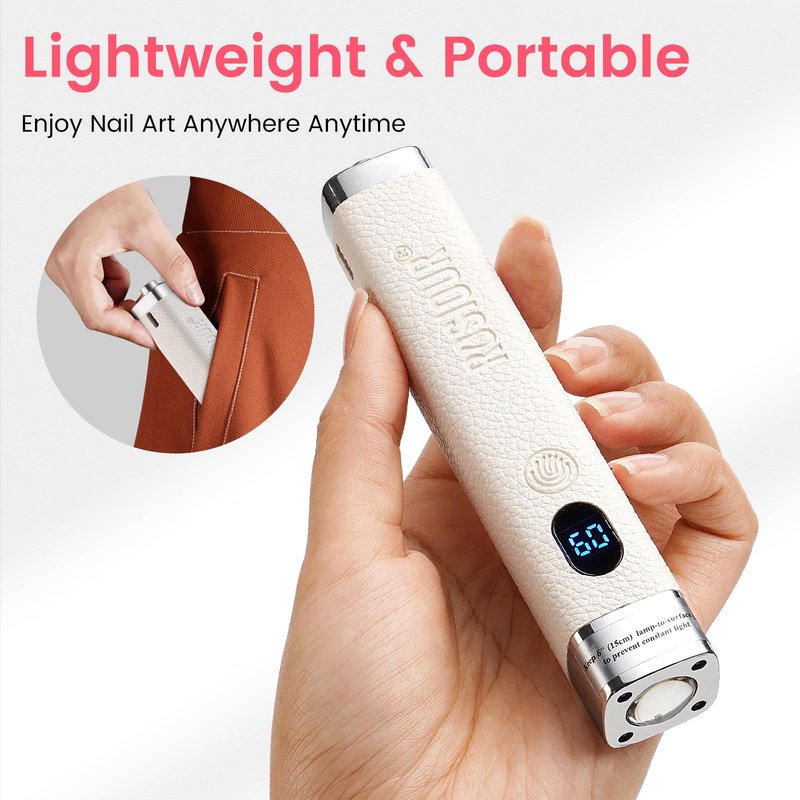 Rosiour Handheld Mini UV Light for Nails: Flash Cure UV Led Nail Lamp with Stand Cat Eye Magnet- Hand Held Fast Dry Single UV Lamp Pen with Auto Sensor for Manicure Home Salon (White)