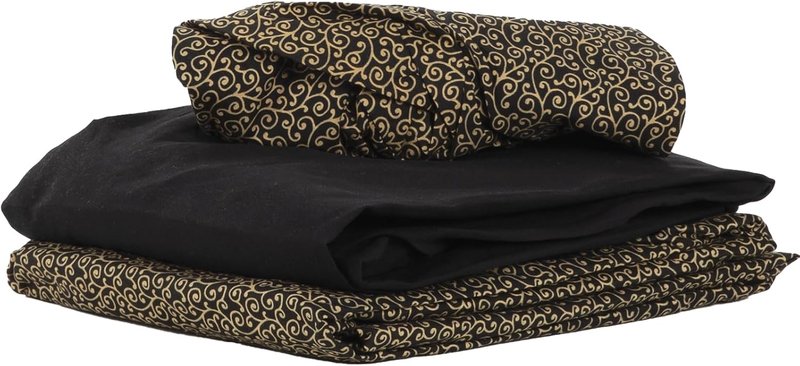 ForPro Premium Microfiber 3-Piece Massage Sheet Set - Golden Swirl & Black Fitted Sheet