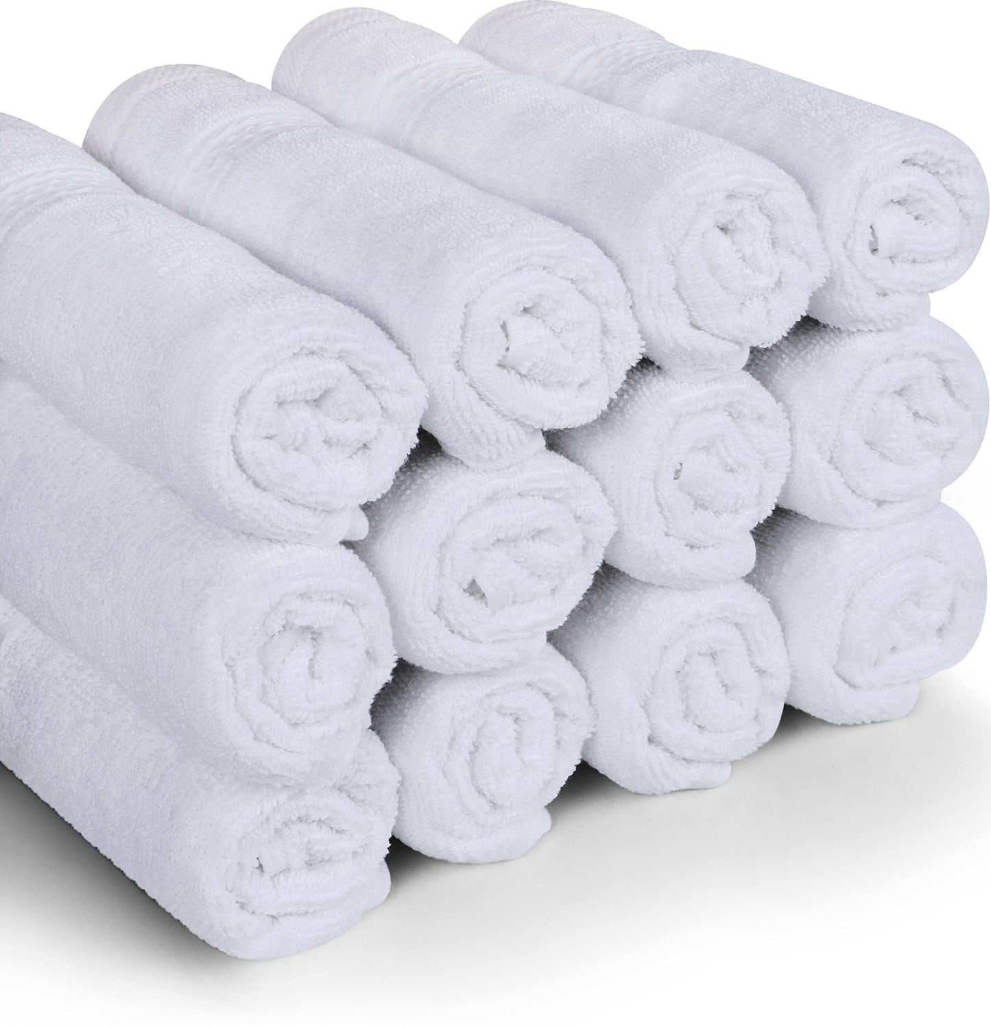Utopia Towels 12 Pack Premium Wash Cloths Set, 12 by 12 Inches, 100% Cotton Ring Spun, Highly Absorbent and Soft Feel Essential Washcloths for Bathroom, Spa, Gym, and Face, White