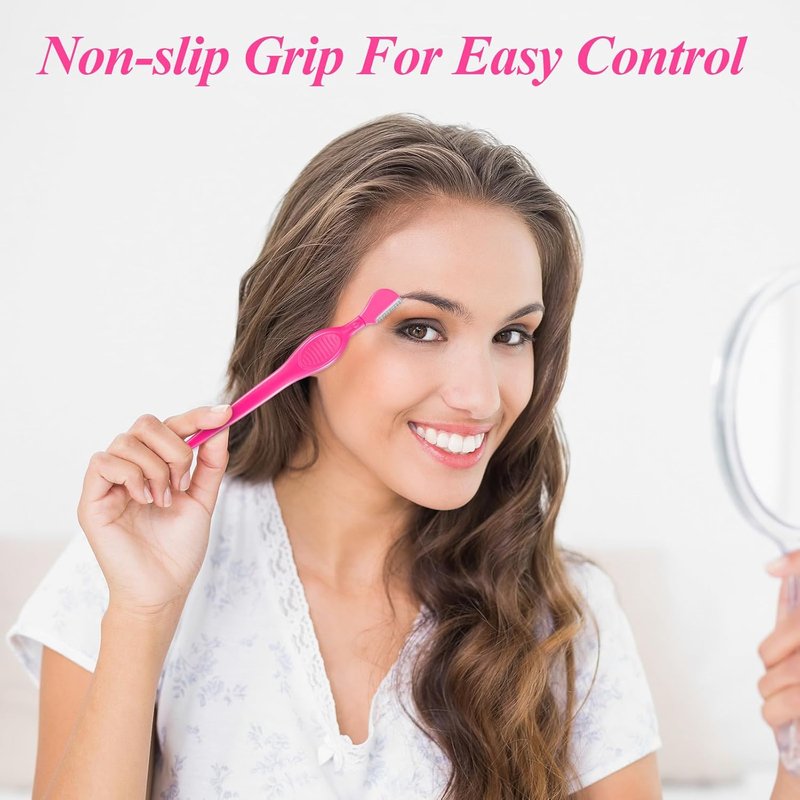 Mudder Eyebrow Razor Set - 21 Pcs Precision Facial Trimmers for Women | Makeup Care Tools (Rose Red)