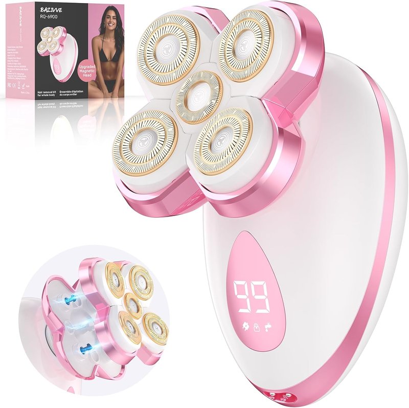 Electric Razors for Women - Cordless Painless Hair Remover for Legs, Bikini & Face | Waterproof & Detachable Cherry Trimmer