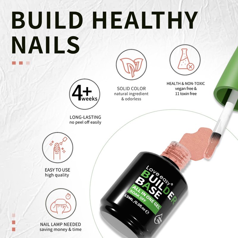 Love easy Salon-Grade Builder Gel（Milky White+ Mocha）- Hypoallergenic Strong Base Coat | Long-Lasting Adhesion (30+ Days) for Professional Nails Gift for Women