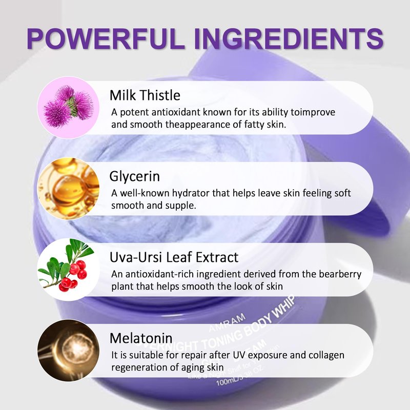 AMRAM Overnight Toning Whip, Skin Tightening, Body Firming Whip That Works While You Sleep, Firming Cream For Loose Skin On The Body(100ml)