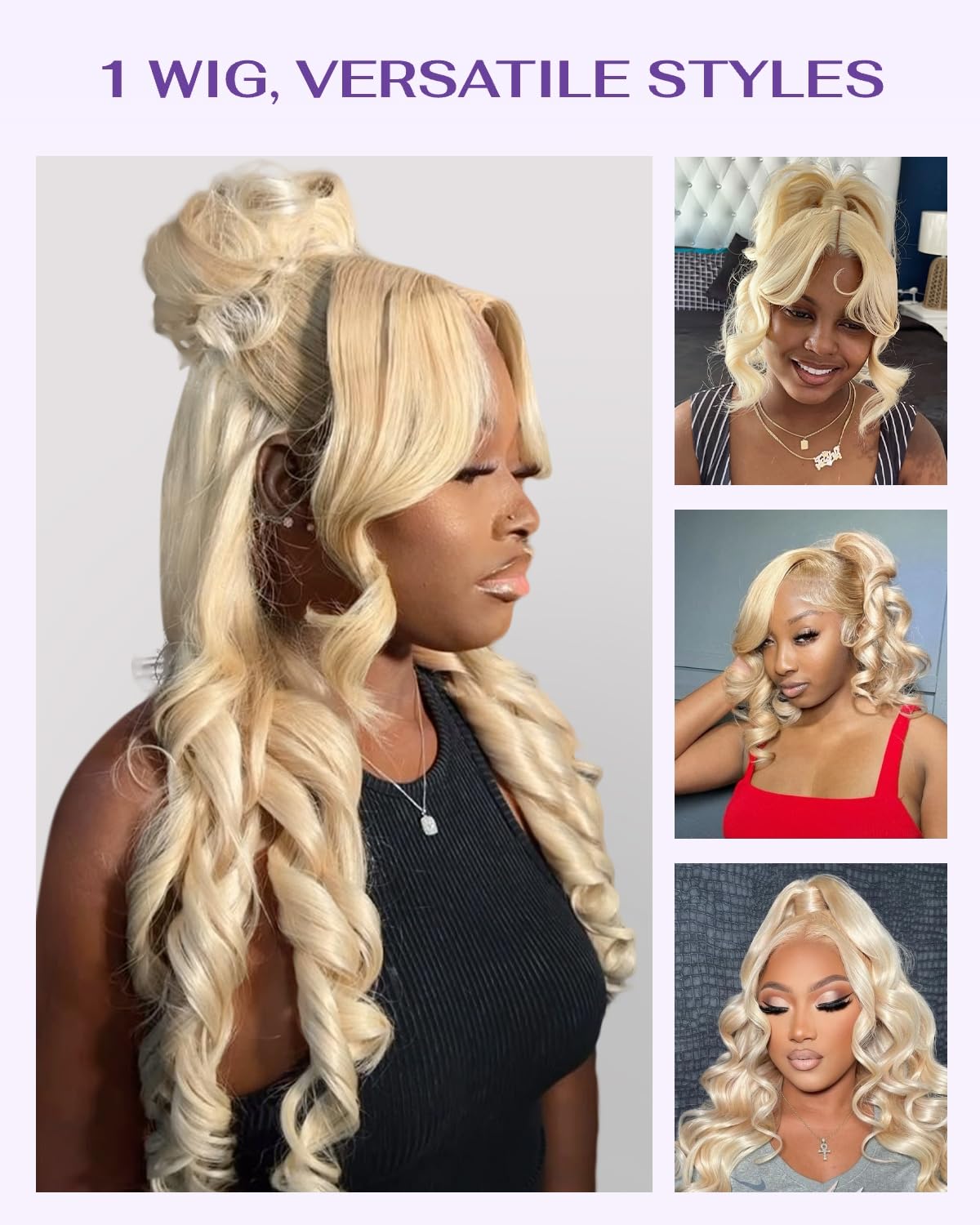 wigcool Hidden Strap Body Wave 360 613 Lace Front Wig Human Hair Glueless Wigs Human hair Pre Plucked Pre Bleached 180% Density Blonde Wig With Drawstring HD Full Lace Human Hair Wigs 26Inch