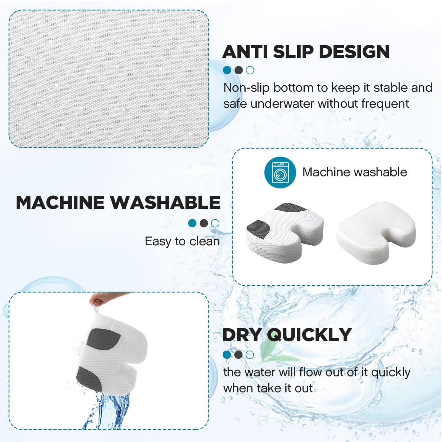 Suzile 1 Pcs Hot Tub Booster Seat Weighted Spa Bathtub Booster Inflatable Cushion Quick Dry Non Slip Bottom Portable Seat with 3D Air Mesh Cover Tub Accessory for Adult Indoor Outdoor (White Grey)
