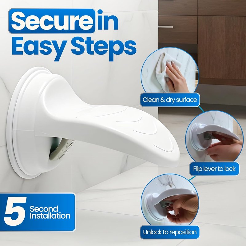 Shower Foot Rest - Non-Slip Suction Cup Leg Support for Shaving | White, 1 Count
