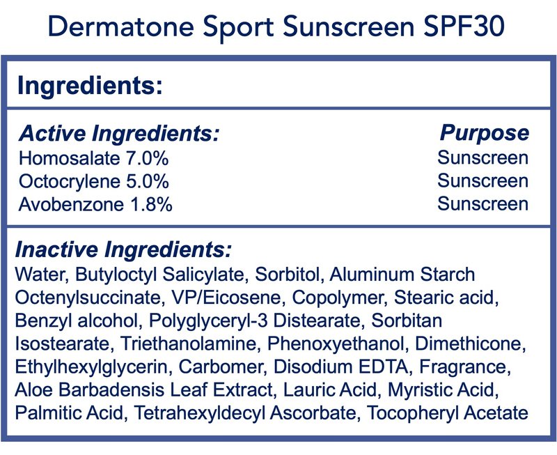 Dermatone Sport Sunscreen Lotion SPF 30 | with Vitamin C & Aloe |Water/Sweat Resistant (80 min) | Hawaii Reef Act 104 Compliant | Moisturizing | For Body and Face Broad Spectrum Sun Protection | 3oz