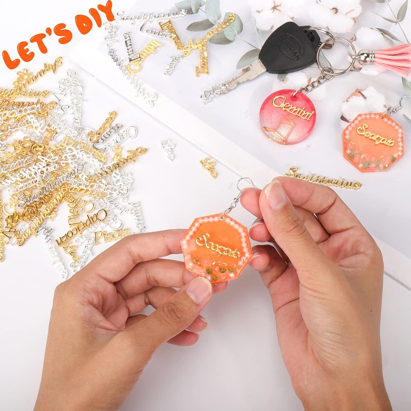 Mity rain Zodiac Nail Charms, 96pcs Twelve Constellation Charms Set Alloy for Nail Art Decoration (Gold, Silver)
