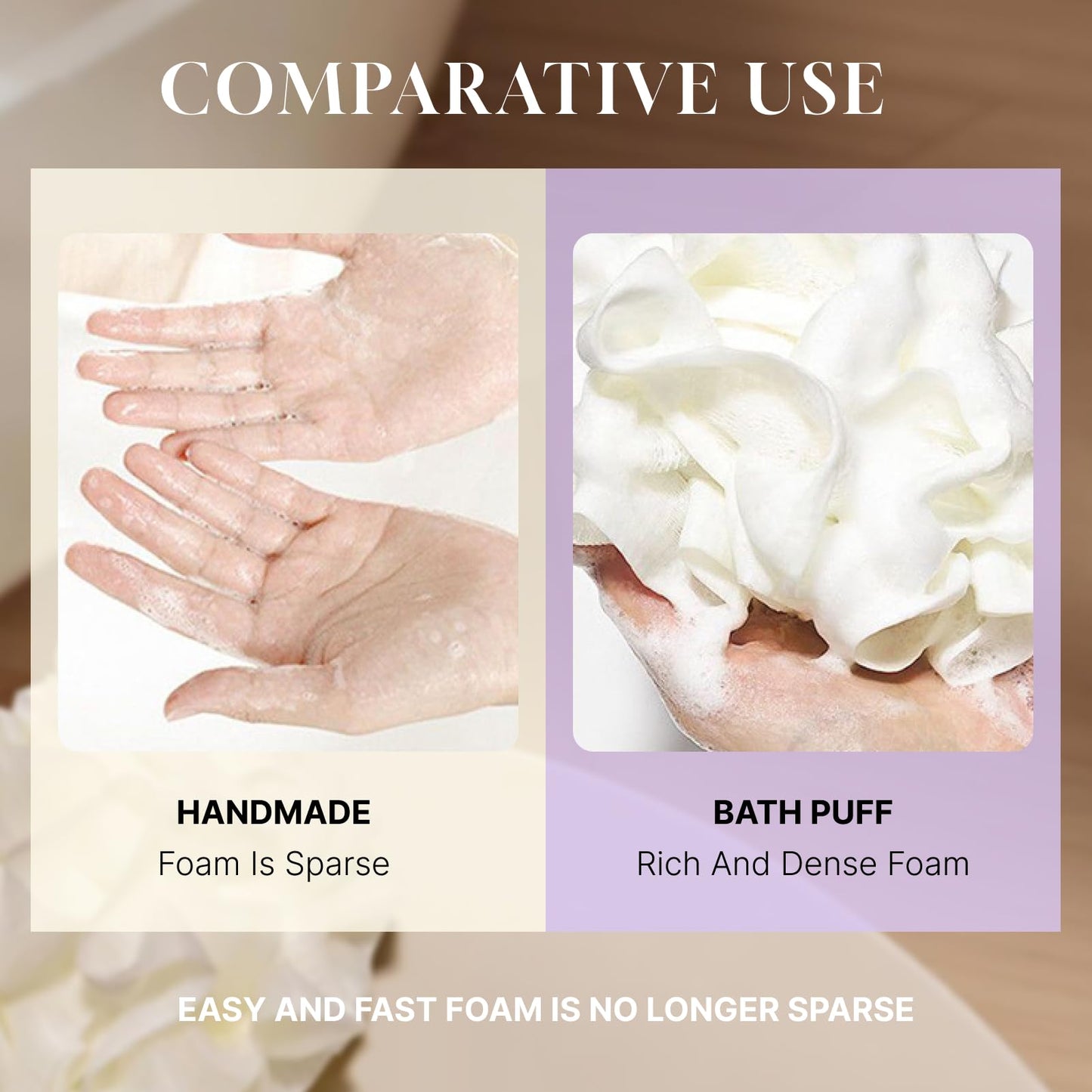 2 PCS Soap Loofah Pouch - 2-in-1 Soap Bar Loofah Washcloth Combo, Bath Sponge with Drawstring for Holding Bar Soap, Cleansing & Smooth Skin (Beige)