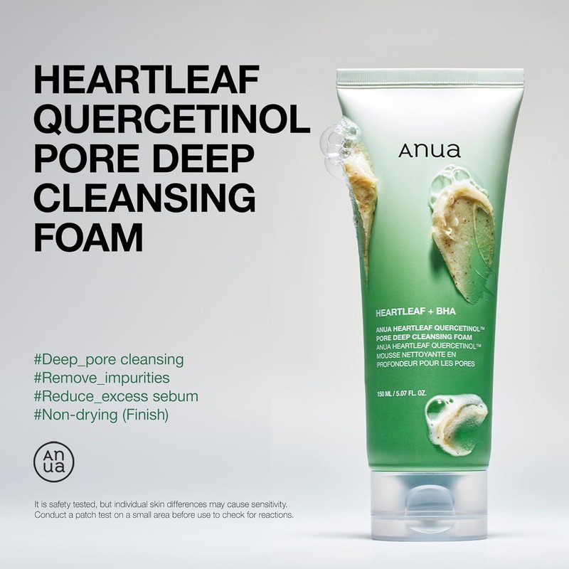 ANUA Double Cleansing Duo - Heartleaf Pore Control Oil & Quercetinol Foam | Korean Skincare for Makeup Removal & Blackhead Care