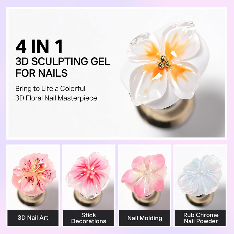 MIZHSE 30g 3D Gel Nail Art Clear Sculpting Gel Non-Sticky Molding Gels for Nails Sculpting U V LED Soak Off Gels Polish with Nail Art Pen Nail Design Home Manicure