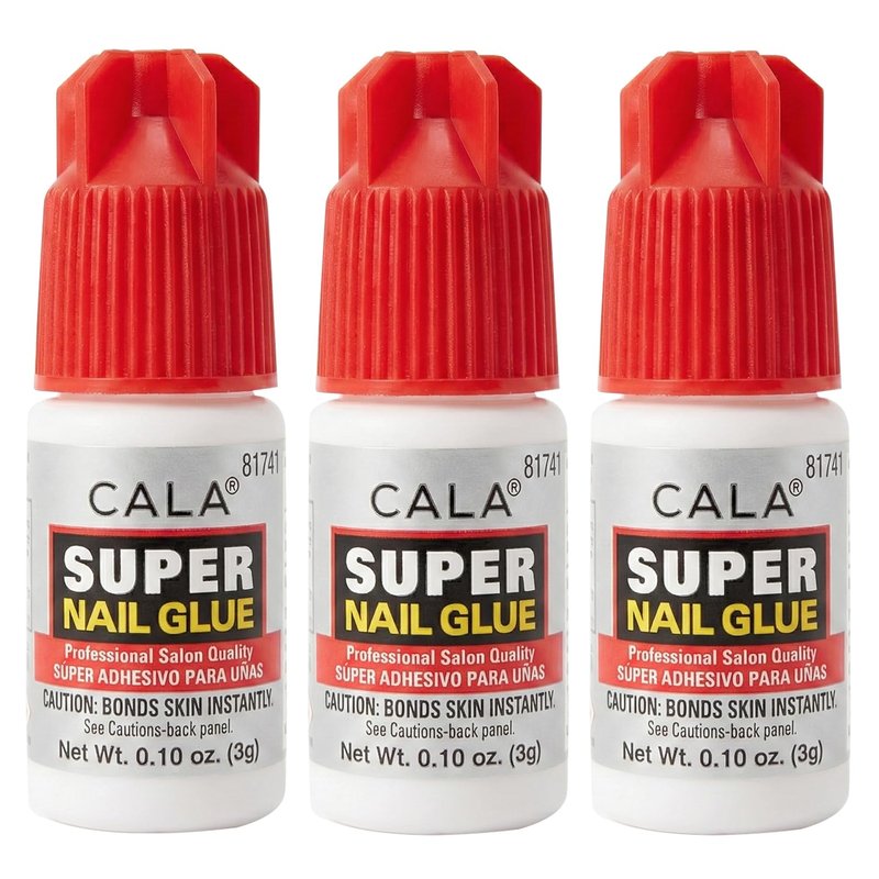 CALA Super Nail Glue - Professional Quick Dry Adhesive for False Nails | Strong Hold for Natural Nail Repair (Pack of 3)