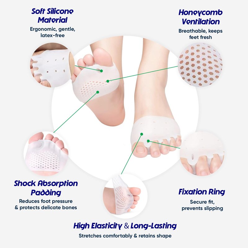 Hyggear Silicone Toe Separators (Left & Right Pair), Toe Spacer for Overlapping Toes, Foot Pain Relief for Bunions, Hammer Toe & Plantar Fasciitis, Comfortable & Breathable for Women & Men