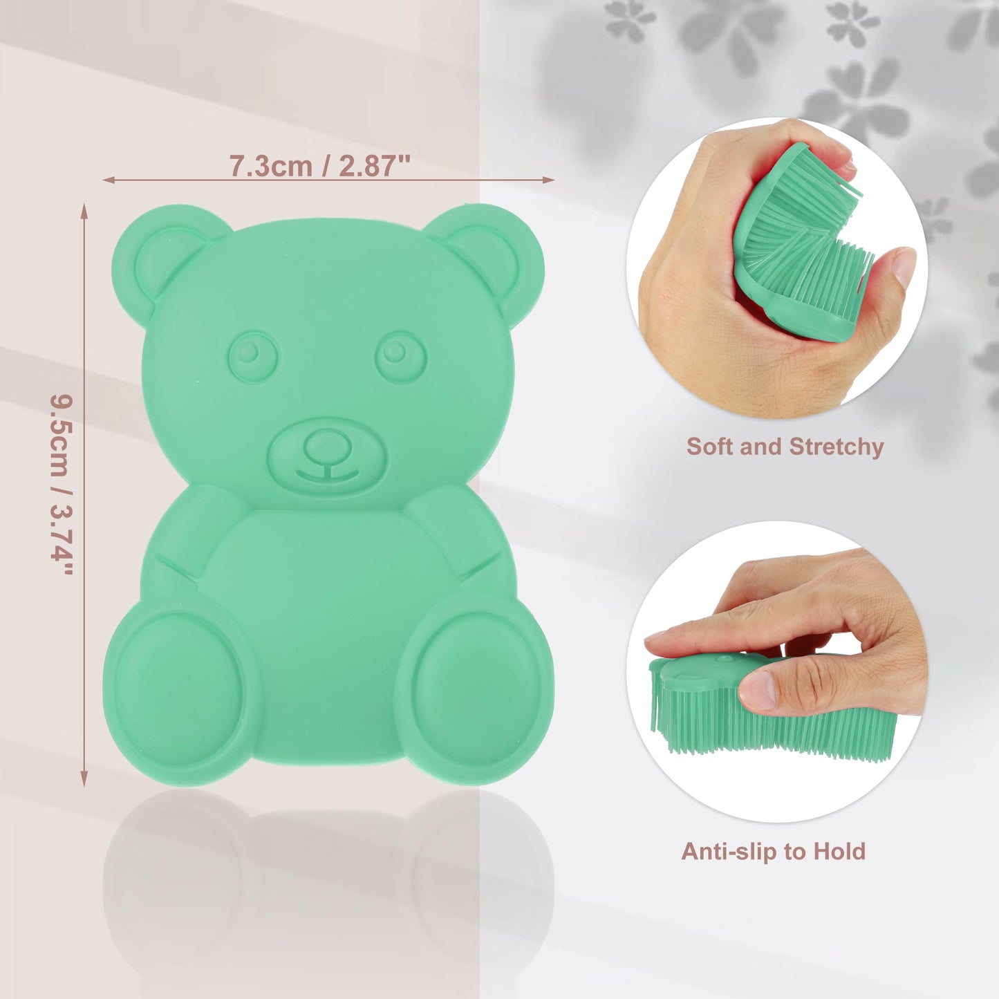 VOCOSTE Soft Silicone Body Scrubber, Sensory Brushes, Silicone Loofah, Pet Shower Brush, Bath Brush, Deep Green