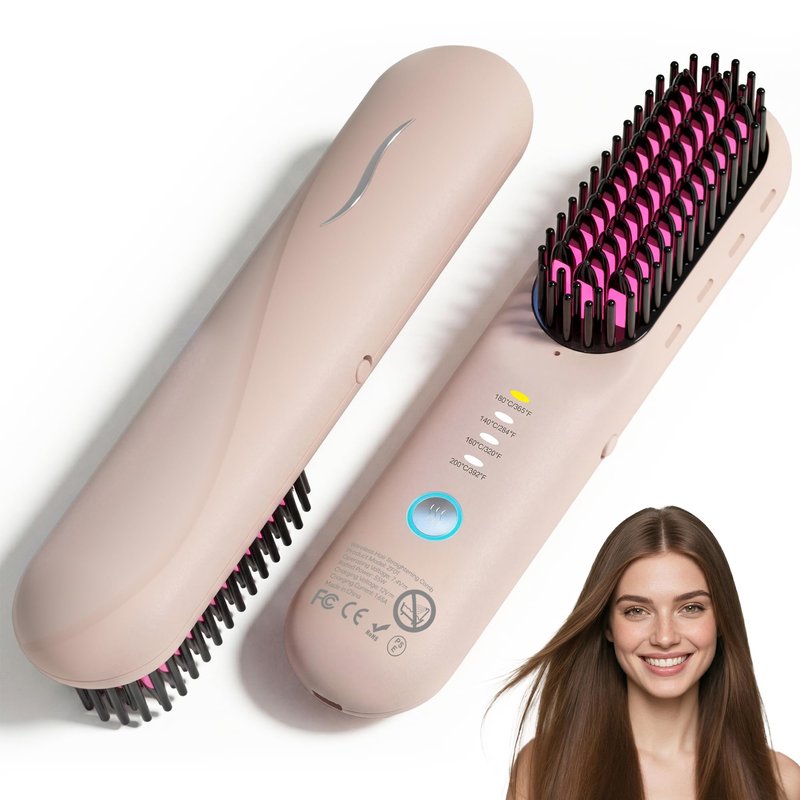 GEVOODIX Cordless Straightening Comb - Hair Straightening Brush for Short Hair - Mini & Portable Travel Heated Brush, Styling Tools