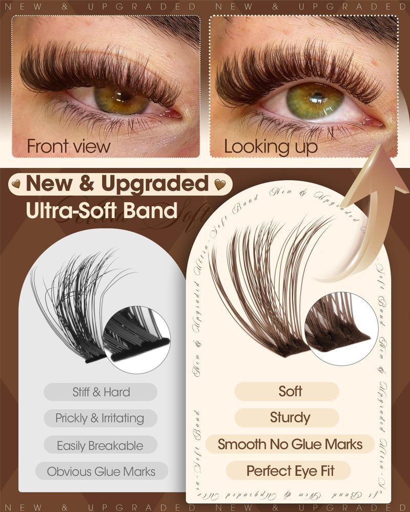 Brown Lash Clusters Fluffy Eyelash Clusters Wispy Cluster Lashes Dark Brown Cluster Eyelash Extensions Volume Individual Lashes 50D Lash Extension 10-16MM D Curly DIY Eyelash Extension by Lvmixwig