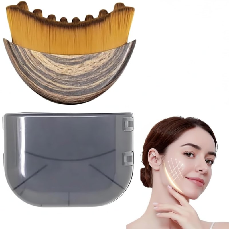 Ergonomic Lymphatic Contour Brush for Your Face – New Lymphatic Contour Face Brush for Depuffing, Facial Massage & Natural Face Sculpting, Soft Bristle Curved Design for Daily Facial Care.
