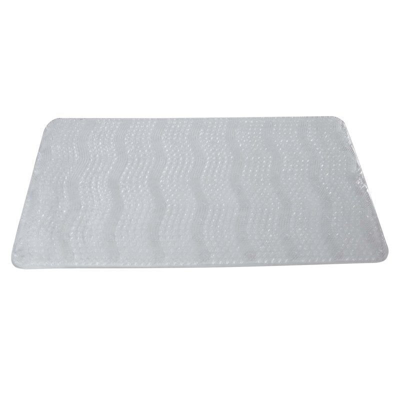 Bath Bliss PVC Bath Mat | Dimensions: 27.9"x 15.7" | Textured Grass Design | Non-Slip | Self Draining | Bathtub Accessories | Clear