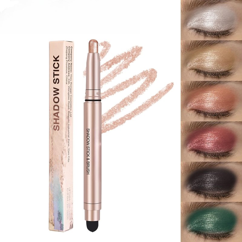 ONarisae Eyeshadow Sticks Long-Lasting Cream Shimmer Finish Easy Apply with Built-in Smudger Blendable Light Brown