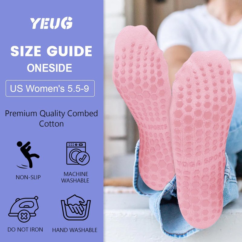 Non-Slip Pilates Socks for Women - Grippy Yoga & Barre Socks | 4 Pairs for Comfort & Stability