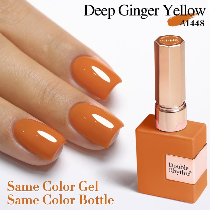Double Rhythm 15ML Gel Polish Pure Sheer Same Color Same Bottle Soak Off Gel Polish Art Manicure Salon DIY at Home for Women (Deep Ginger Yellow-A1448)