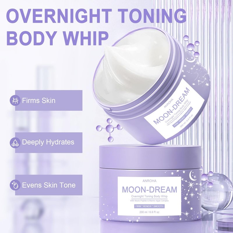 Anroha Moon Dream Overnight Toning Whip - Get Body Firming Cream for Women - Age Defying Lift and Frim Cream Helps Target the Appearance of Loose Skin On the Body 6.8 Fl oz