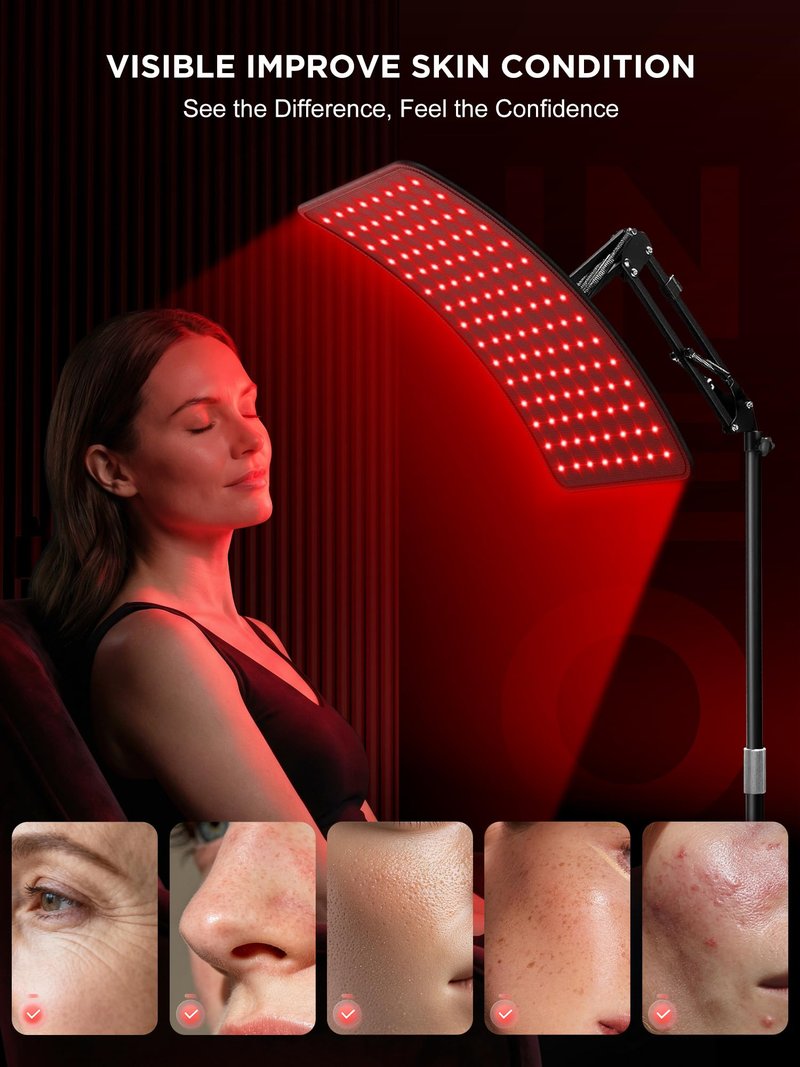 INTEO Red Light Therapy for Body and Face, 2-in-1 Red Light Therapy with Detachable Design, Infrared Light Therapy Lamp 660nm 850nm for Body at Home with Protective Glasses, Elastic Strap