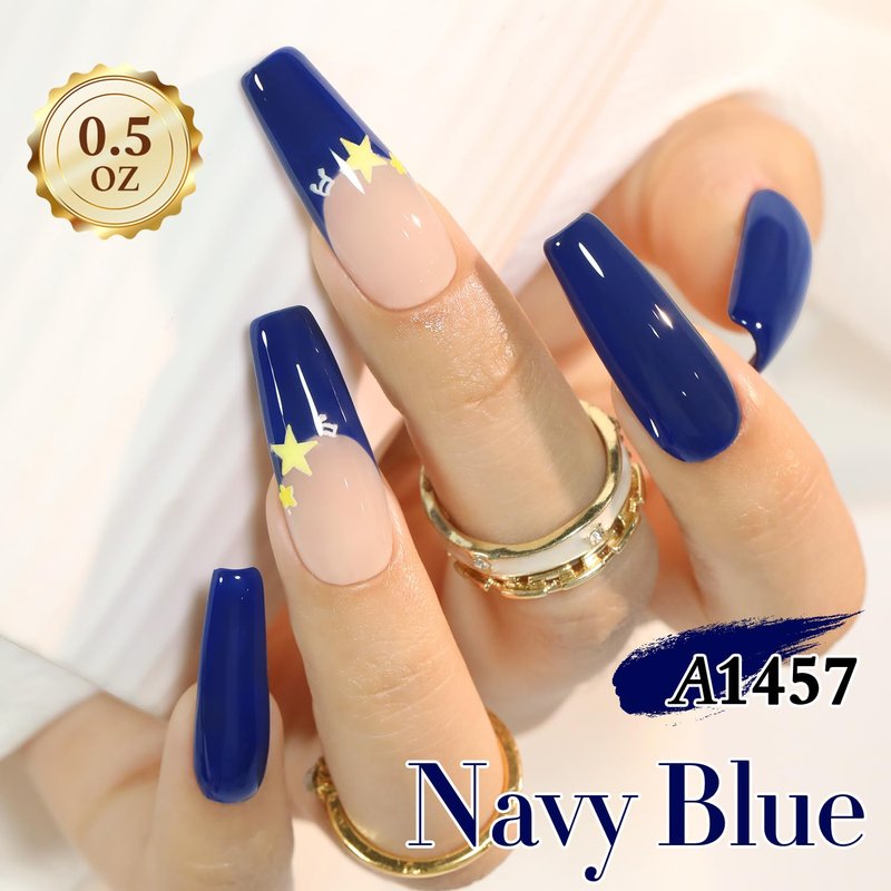 Double Rhythm 15 ML Gel Polish Pure Sheer Same Color Same Bottle Soak Off Gel Polish Art Manicure Salon DIY at Home for Women (Deep Navy Blue-A1457)