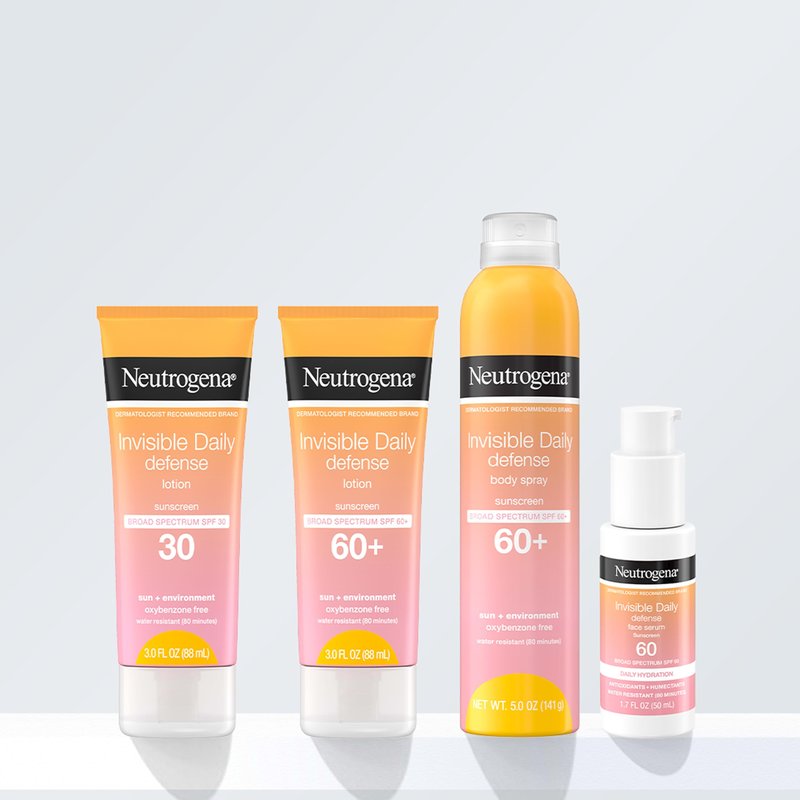 Neutrogena Invisible Daily Defense Sunscreen Lotion, Broad Spectrum SPF 30, Oxybenzone-Free & Water-Resistant, Sun & Environmental Aggressor Protection, Antioxidant Complex, 3.0 fl. oz