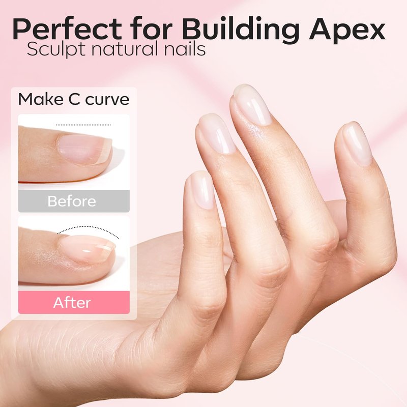 Modelones Base Coat Builder Nail Gel - 2 Pcs Cover Nude & Rose Pink | 8-in-One Rubber Color Base Polish, 10 ml