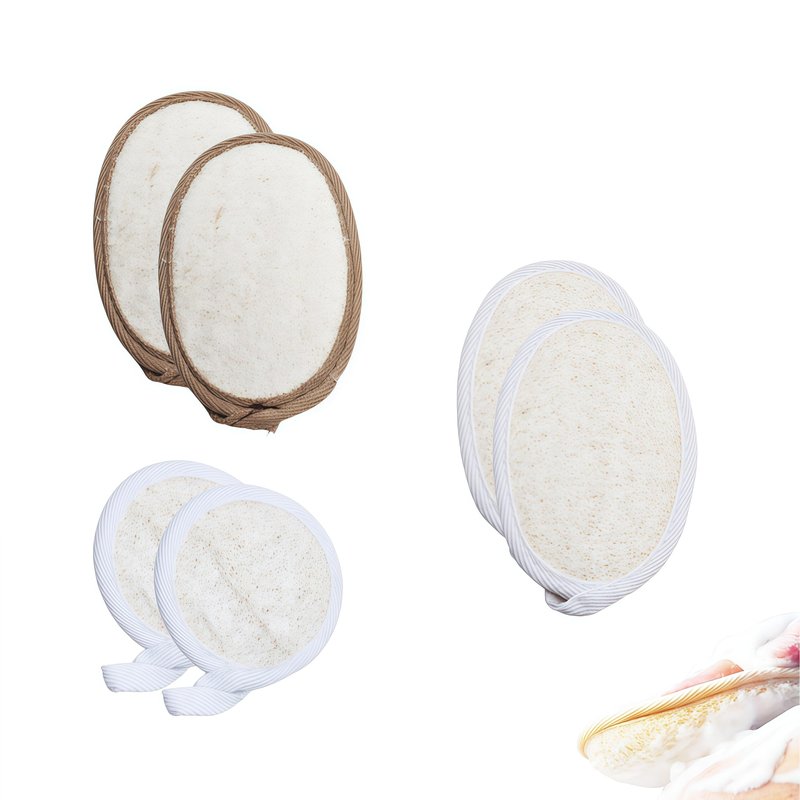 Leewoth 6 Pack Natural Loofah Sponge Pads, 3 Styles Organic Luffa Body Scrubber, Biodegradable Loofah Exfoliating Sponges for Bath Shower, Face & Body Cleansing for Men Women