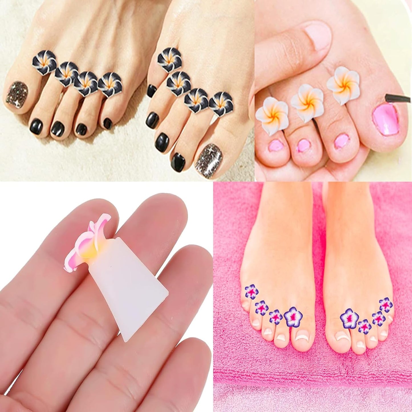Skiennix Toe Separators - Colorful Silicone Flower Design for Perfect Pedicures | 32 Pieces