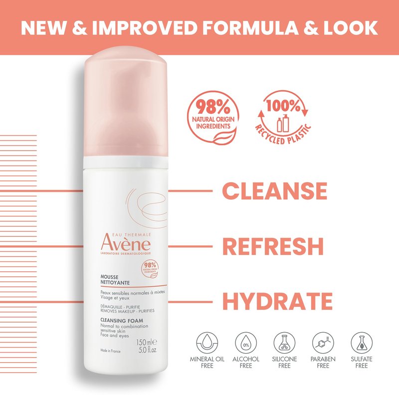 brand Avène Cleansing Foam Face Wash, Soap-free, Sensitive Skin