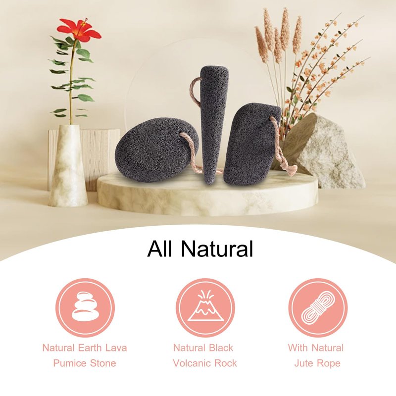 SAMEBUTECO 3 Shapes Natural Volcanic Pumice Stone for Feet Pumice Cleaning Stone for Sole of The Foot,Edges of The Foot,Toe Seams,Foot Scrubber for Dead Skin Remover Deep Clean