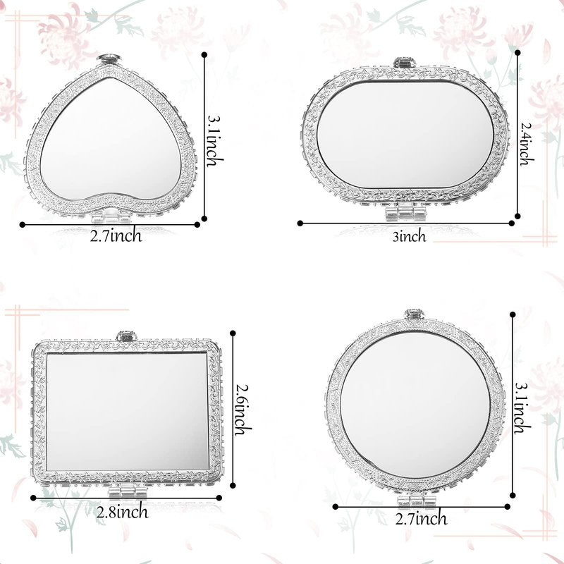 8 Pieces Flower Compact Mirror for Purse Bulk Small Compact Mirror Gift Makeup Floral Pocket Retro Folding Portable Travel Accessories for Mother's Day Women Girls Holiday Gifts