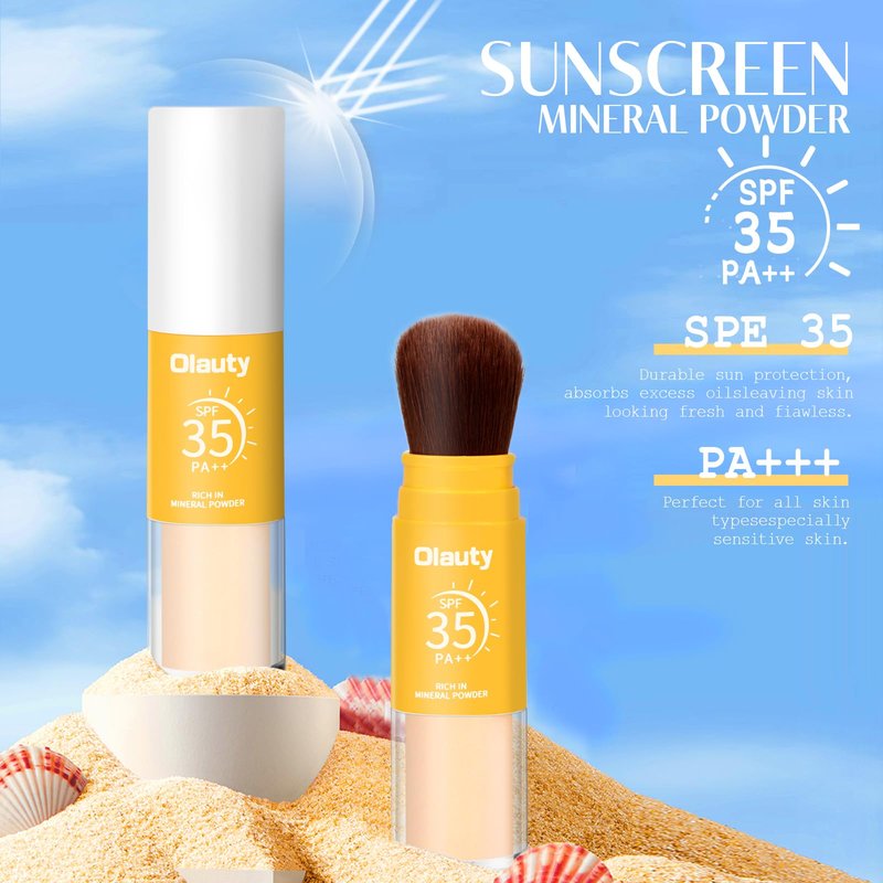 Mineral Sunscreen Setting Powder, SPF 35 Brush Sunscreen Powder for Face & Scalp, Long Lasting Lightweight Breathable, Oil Control Natural Matte Finish
